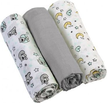Pelena Babyono Muslin (348/01), 3 copë, të hirta