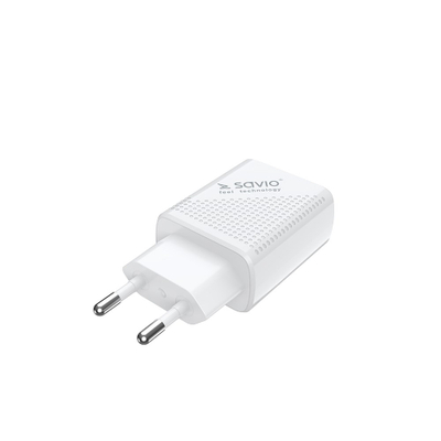 Karikues muri Savio LA-04, 1x USB A, 1x USB C, 3A, i bardhë