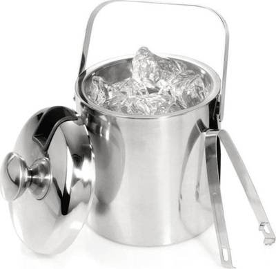 Kovë akulli HI me kapak edhe pincë, inox, ngjyrë argjendtë