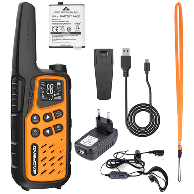 Set radiolidhjesh Baofeng BF-25E PMR, 2 copa, VOX, portokalli