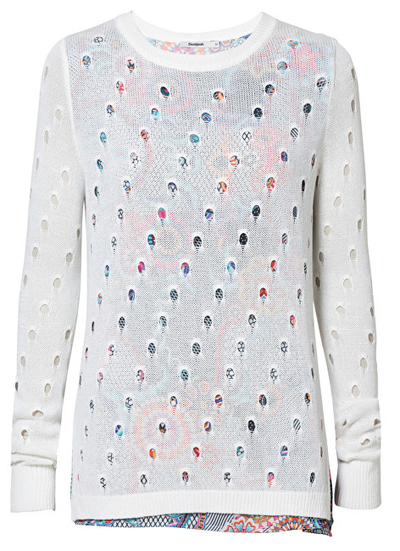 Triko Desigual Jers Carol Egret 19SWJFAB 1031, e bardhë mDE2343-XL