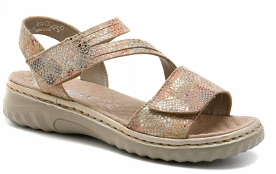 Sandale femrash Rieker W 60464-90, lëkurë, me shirit Velcro, shumëngjyrëshe