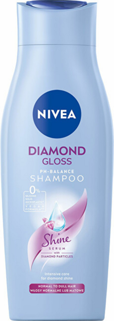 Shampo për flokë për shkëlqim flokësh Nivea Diamond Gloss 