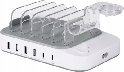 Stacion karikimi DELTACO DPS-0203, 4x USB, 2x USB-C, 50W, i bardhë