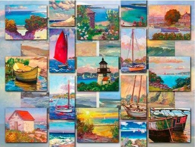 Puzzle Ravensburger Coastal Collage, 1500 copa, 80 x 60 cm, shumëngjyrësh