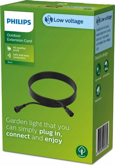 Kabllo zgjatuese kopshti Philips GardenLink, 24V, 5 m, IP65, e zezë