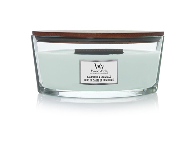 Qiri aromatik WoodWick Ellipse Sagewood & Seagrass, 453 g