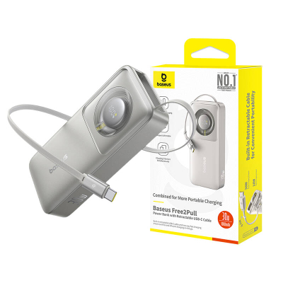 Powerbank Baseus OS Free2Pull 10000mAh 30W Bcable (gri)