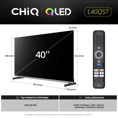 TV smart CHiQ L40QST, 40\", Full HD, i zi