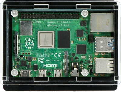 Kuti mbrojtëse Gravlaser Box V2 për Raspberry Pi 4B, montim në shinë DIN 50 mm, akrilik transparent i zi