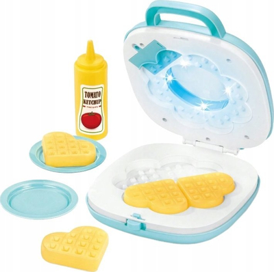 Lodër kuzhine Adar Waffle Maker, me drita dhe zë, set aksesorësh, bardh e kaltër