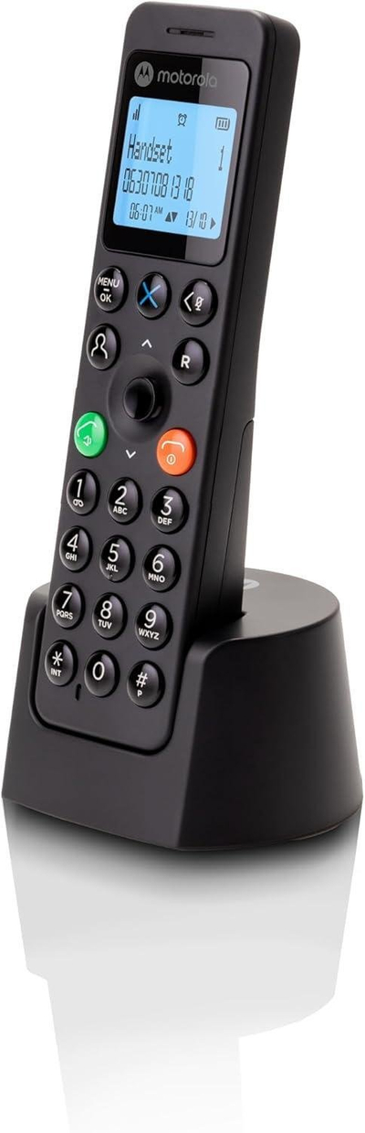 Telefoni pa tela Motorola Voice DOT201, me altoparlant hands free, bllokim thirrjesh, i zi