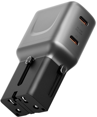 Karikues muri Dbramante1928 Energea TravelGo Adapter 45, 2x USB C, 45W, gri grafit e zezë