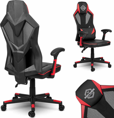 Karrige gaming Shiro Smart Gamers, lëkurë eco, mban gjer në 120 kg, e zezë me të kuqe