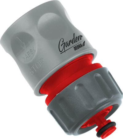 Lidhës zorre Dedra Garden 80N022L, 3/4", me funksion STOP, gri me të kuqe