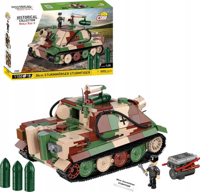 Set blloqe Cobi Sturmmorser Sturmtiger, 1100 pjesë, 38 cm, shumëngjyrësh
