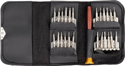 Set kaçavidash të holla 25‑në‑1, 24 maja, metal, i zi