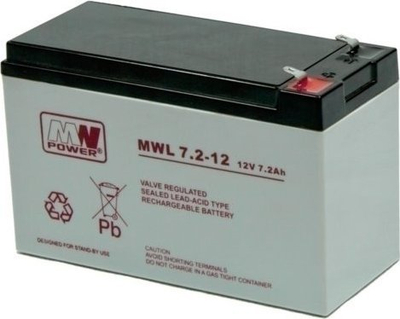 Bateri UPS MW Power MWL 7.2-12, 12V, 7.2Ah, gri