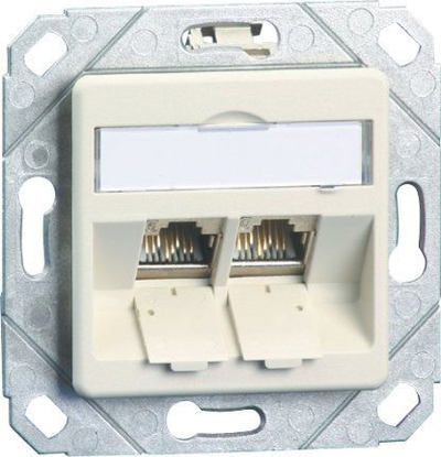 Prizë rrjeti Metz Connect 1309151102-E, 2 porta, montim i sheshtë, e bardhë