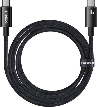 Kabllo USB C Baseus Tungsten Gold, 3.2 USB C me USB C, 100W, 1.5m, e zezë