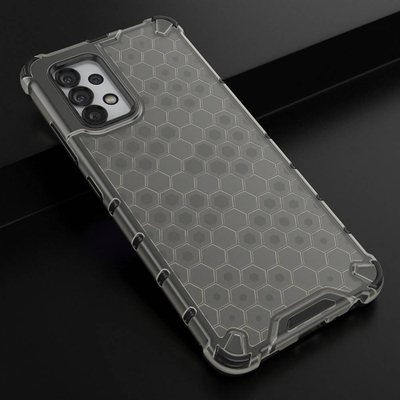Mbrojtëse telefoni Honeycomb për Samsung Galaxy A03s, hibride TPU, anti–shok, e zezë transparente