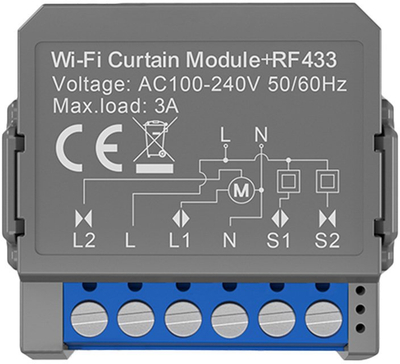 Modul perde inteligjent Avatto CMS16-RF-1, WiFi RF433, Tuya, gri