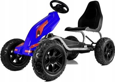 Go-kart me pedale Lean Cars Go-Cart B012, sedilje që rregullohet, frena me dorë, blu