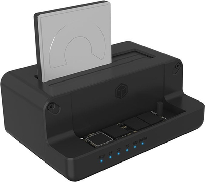 Докинг станица Иcy Box IB-2914MSCL-C31, за 2.5" и 3.5" во M.2 NVMe, USB Type-C 10 Gbit/s, црна