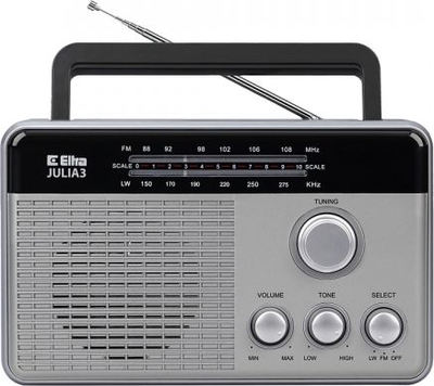 Radio portative Eltra Julia 3, AM FM, 230V dhe bateri, gri