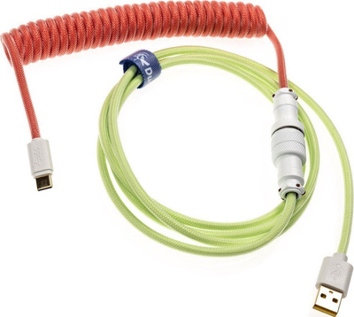 Kabllo USB Ducky Premicord Strawberry Frog, USB A në USB C, 1.8 m, jeshile me korale