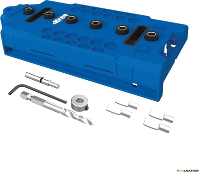 Shabllon vrimash Kreg LR32, për kunja rafti 5mm, blu