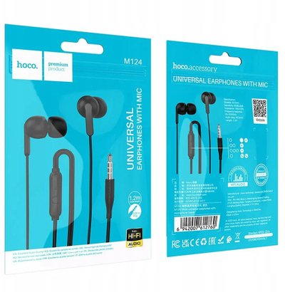 Kufje me tela Hoco M124, in ear, jack 3.5 mm, të zeza