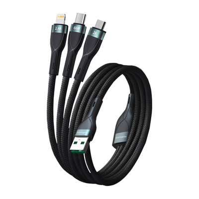 Kabllo USB 4smarts PremiumCord Multi 18W, 3 në 1, 150 cm, e zezë