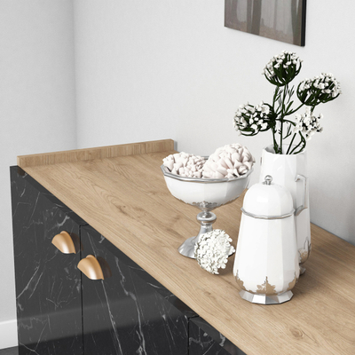 Komodë melamine pamje mermeri 180×41×77,8 cm (HM9045.01), zezë