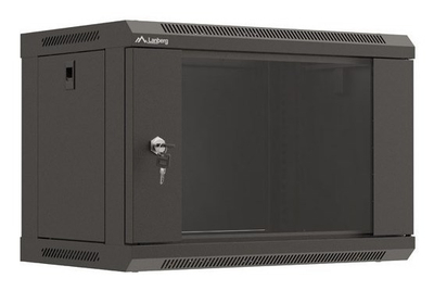 Kabinet rack murale Lanberg 19" 6U, 540x350mm, derë xhami, i zi