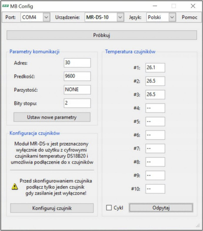 Transmetues temperature MAX MB DS 10, Modbus RTU, për montim në shina DIN, i bardhë