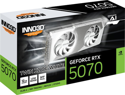 Kарта графичка INNO3D GeForce RTX 5070 TWIN X2 OC, 12GB GDDR7, 256 bit, бела
