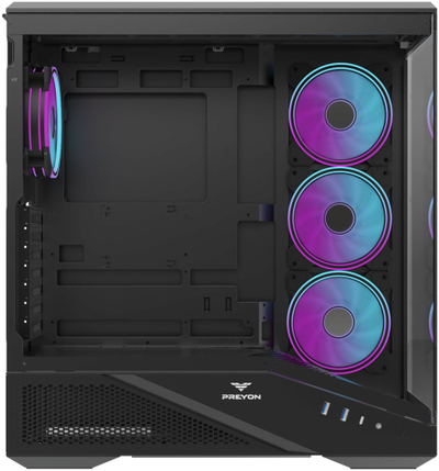 Kasa PC PREYON Nest Seaview ARGB PSV04B, ATX, xham i temperuar, e zezë