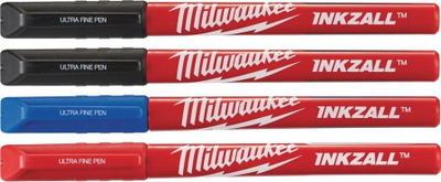 Set markerash Milwaukee INKZALL Ultra Fine Tip, 4 copë, ngjyra të përziera, i kuq