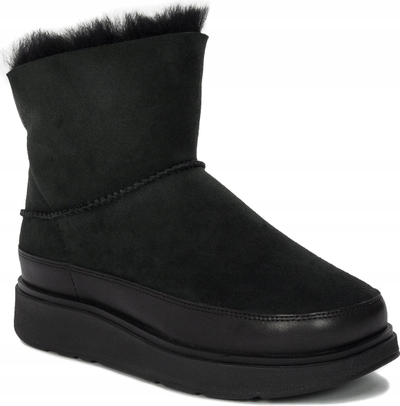 Çizme grash FitFlop GEN-FF Mini, me gëzof mrena, me shollë Microwobbleboard, të zeza