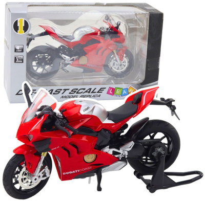 Motorçikletë lodër metalike LEAN TOYS, shkalla 1:12, drita dhe zë, e kuqe