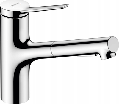 Кујнска батерија Hansgrohe Zesis M33 150, извлекувачка рачка, 2 начина на прскање, хром