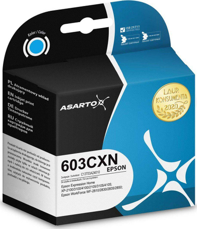 Fishek boje Asarto për Epson 603CXN C13T03A24010, 350 faqe, cyan