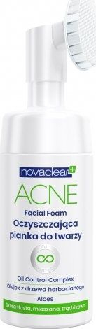 Shkumë fytyre Novaclear Acne Facial Foam, për lëkurë me puçrra, me furçë pastruese, e bardhë