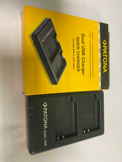 Полнач за батерија Patona Dual Quick Nikon EN-EL12, USB, црно жолт