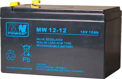 Bateri xheli MW Power MW 12-12, 12V 12Ah, e zezë