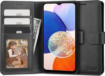 Këllëf-portofol Tech-Protect për Samsung Galaxy A14 5G, lëkurë eko, me vende për karta, i zi
