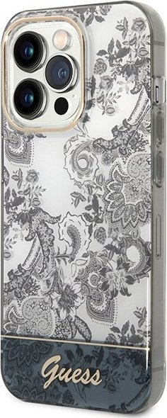 Futrollë Guess Porcelain Collection për iPhone 14 Pro Max 6.7", hardcase, gri