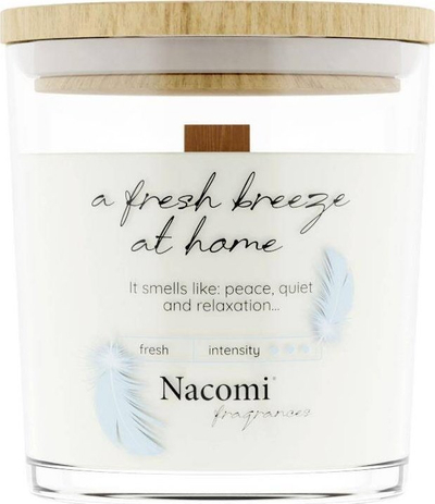Qiri aromatik Nacomi Soy Candle Home Fragrances, fitil druri, 140g, i bardhë
