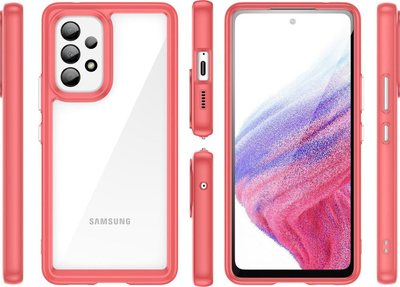 Kllëf telefoni Outer Space për Samsung Galaxy A53 5G, TPU dhe PC, transparent me kornizë rozë